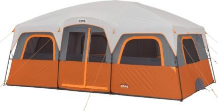 CORE 12 Person Instant Cabin Tent | 3 Room Huge Tent for Family with Storage