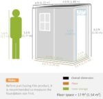 Outsunny 4 x 5FT Plastic Garden Shed with Floor, Lean to Outdoor Storage Shed, Lockable Tool Storage House with Window, Vent and Plastic Roof, Grey - Image 8