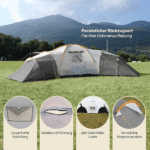 Skandika Turin Large Family Group 12-Person Tent with 3 Dark Sleeping Rooms and Sun Canopy Porch - Image 2