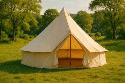 Pyramid Round Bell Tent Canvas Yurt Tent With Zipped Groundsheet For Family Outdoor Camping