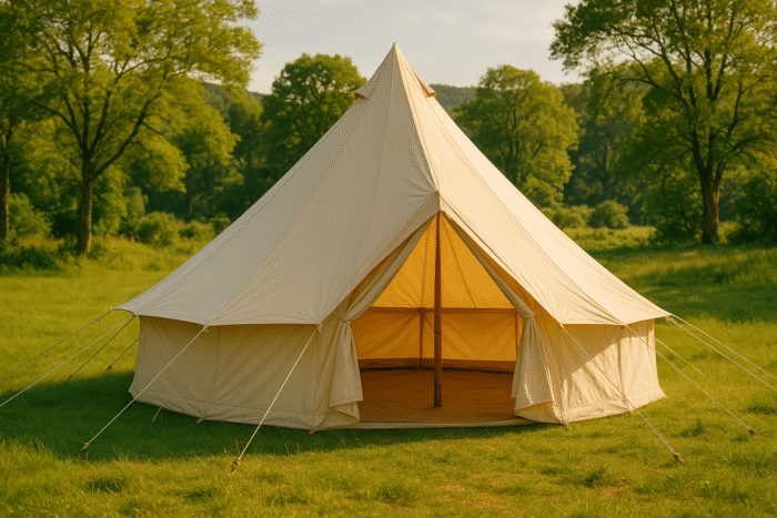 Pyramid Round Bell Tent Canvas Yurt Tent With Zipped Groundsheet For Family Outdoor Camping - Image 1