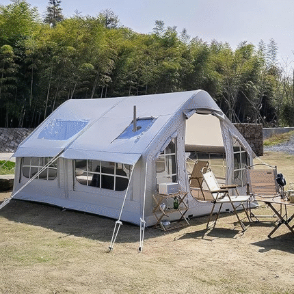 Inflatable Tent House 4-8 Person Family 4 Season Air Tent for Camping, Outdoor Blow Up Tents with Pump Stove Jack Hole Easy Setup